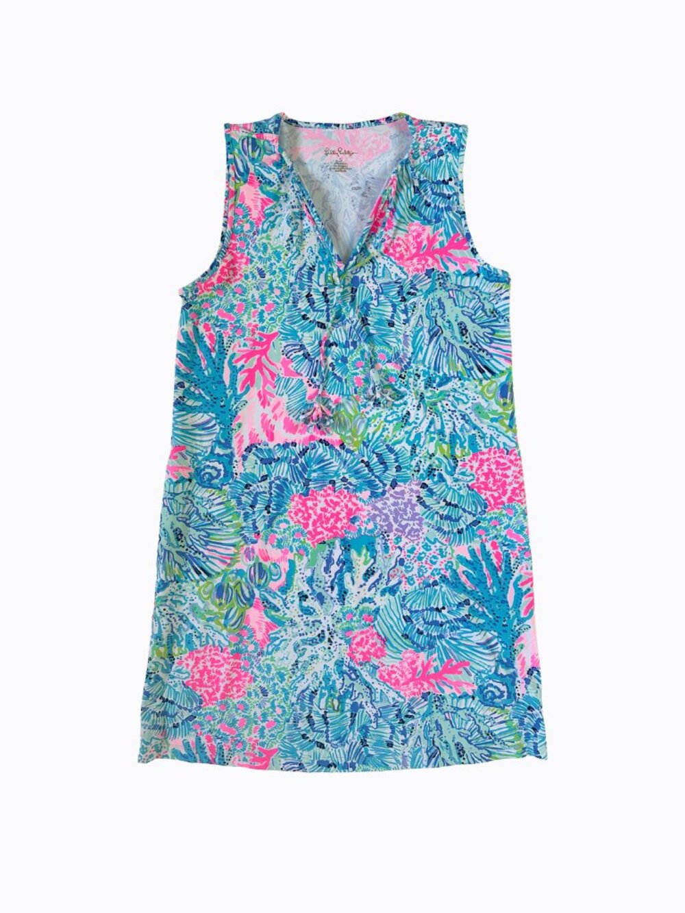 Lilly Pulitzer Johana Coverup Dress S Multi Fished My Wish Blue Pink Resortwear